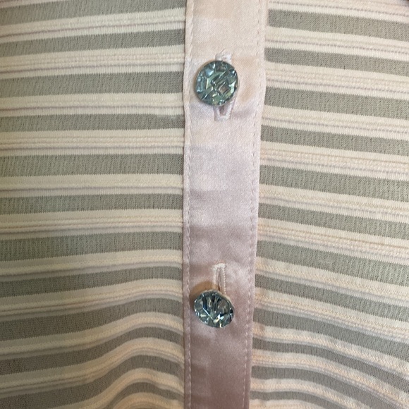 NWT JS collection sheer blush pick rhinestone button down satin collar & cuff 24 - Picture 2 of 9